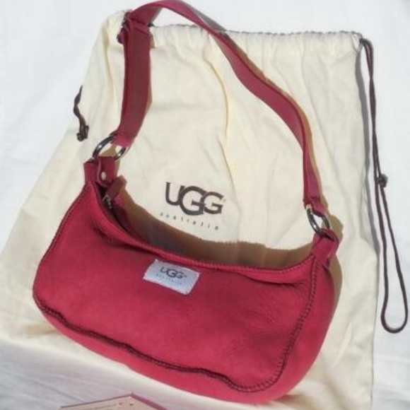 UGG Australia Malibu Ruby Red Suede Handbag - Picture 1 of 9